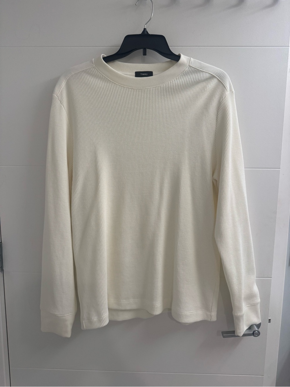 Theory Men's Off-White Waffle Knit Long-Sleeve Shirt - no tags but never worn